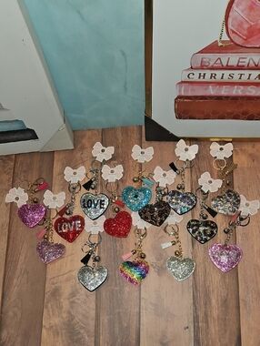 Rhinestone Heart Keychains Nwt